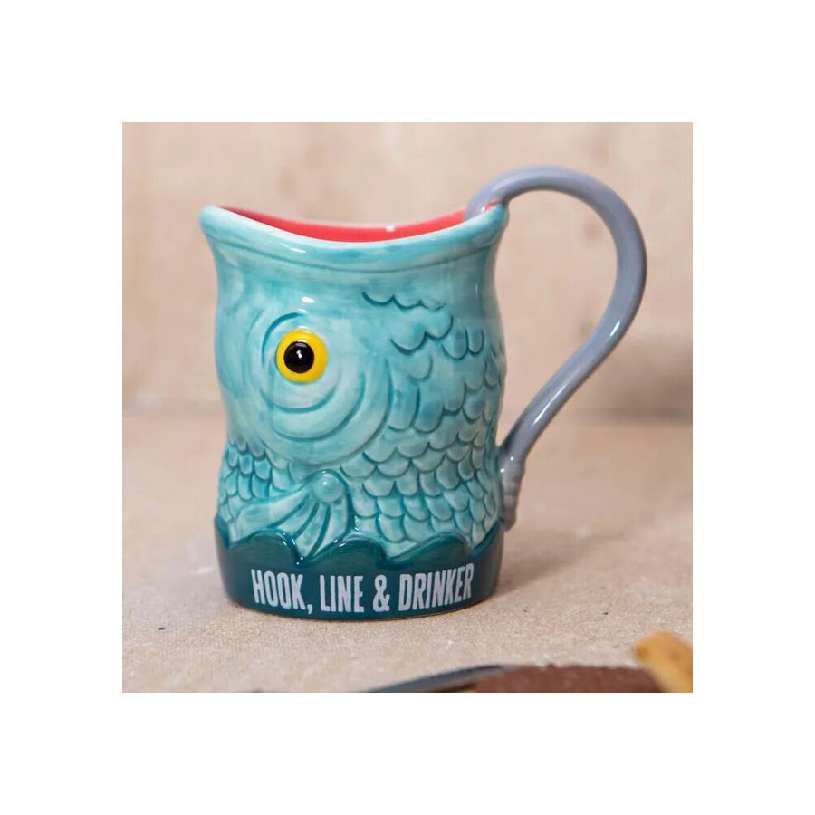 Boxer Gifts "Hook, Line and Drinker' Fish Novelty Coffee Mug 18oz