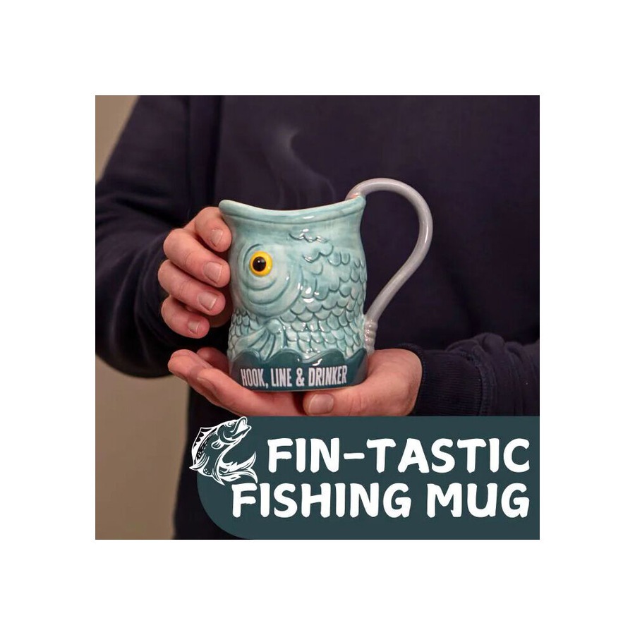 Boxer Gifts "Hook, Line and Drinker' Fish Novelty Coffee Mug 18oz