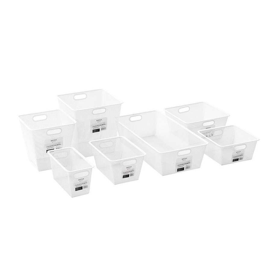 Boxsweden 65.5cm Metal Mesh Storage Basket Wardrobe/Kitchen/Office Organiser WHT