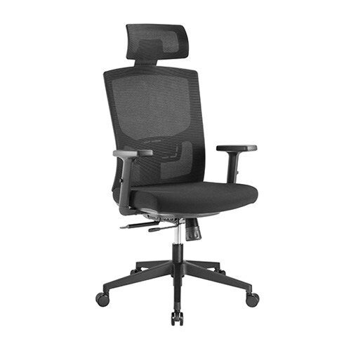 Brateck Ergonomic Mesh Fabric Office Chair Black 126cm w/Headrest Adjustable