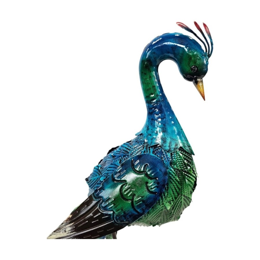 Bronrob Hand-Painted Metal Peacock Garden Decor Ornament 65x23x32.5cm