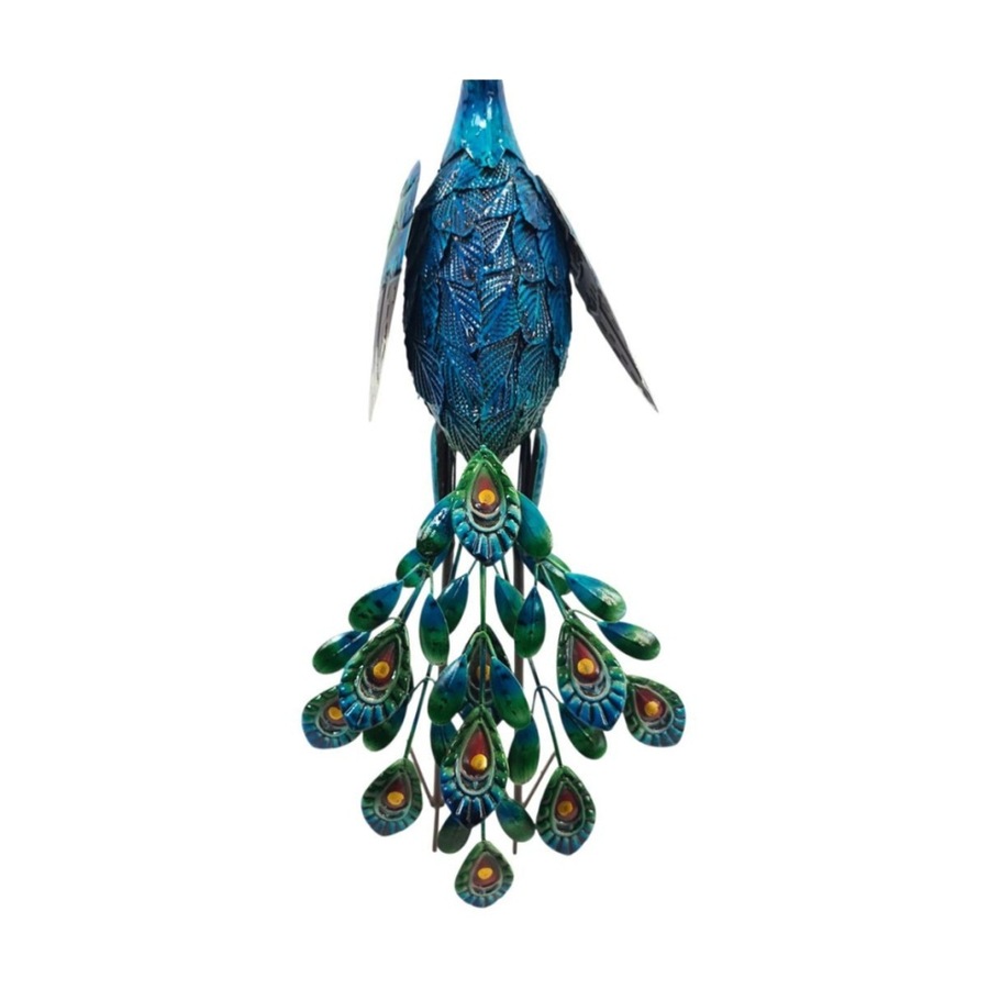 Bronrob Hand-Painted Metal Peacock Garden Decor Ornament 65x23x32.5cm