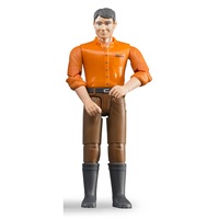 Bruder Bworld Black Hair Light Skin Man Brown Jeans Figurine Kids Toy 4y+