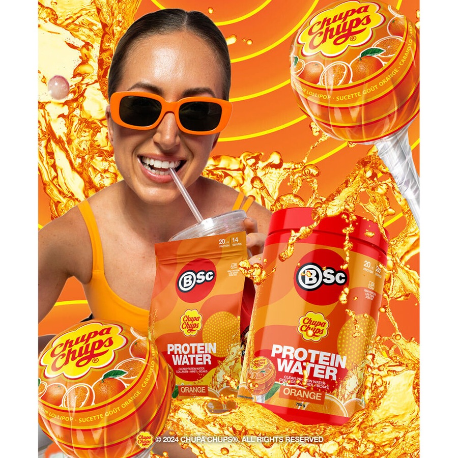 BSc x Chupa Chups Protein Water Drink Mix Post Workout 14 Serves 350g Orange