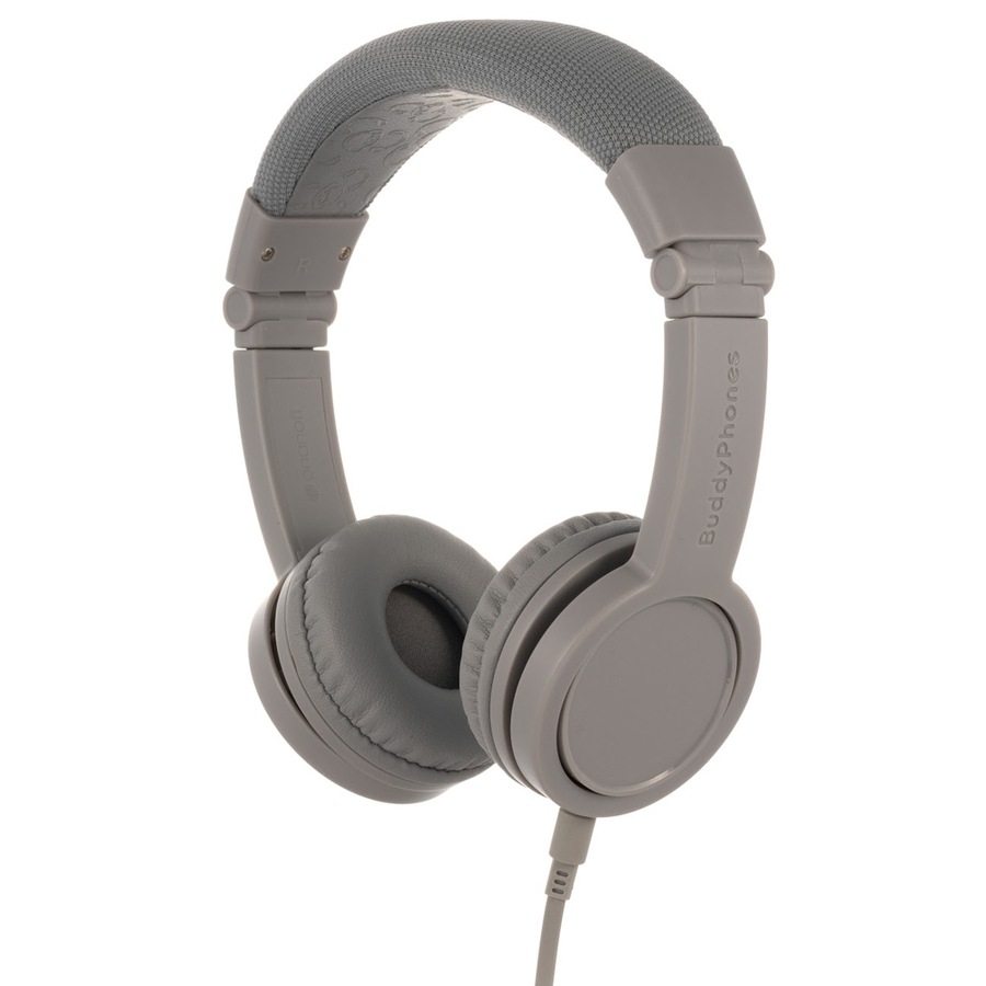 BuddyPhones Explore Plus Kids Wired Headphones/Headset w/ Stickers Grey Matter