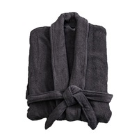 Canningvale Lusso Unisex Cotton Terry Durable Plush Bathrobe Nero Grey