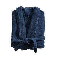 Canningvale Lusso Unisex Cotton Terry Soft Plush Bathrobe Mezzanotte Blue