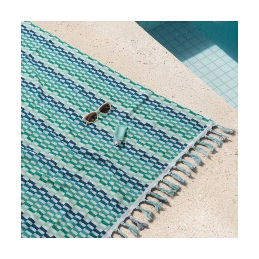 Canningvale Positana Grande Large Terry Beach Towel Green Emerald 100x180cm