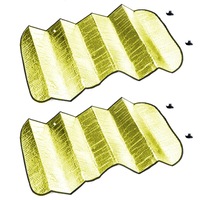 2PK Car Windscreen Sun Visor Reflective Shade/Interior Windshield Gold/Silver