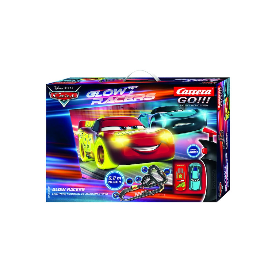 Carrera Disney Cars Glow Racers High speed Slot Car Childrens Toy Play Set 6y+