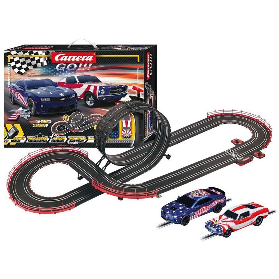 Carrera Street Legends USA Racers Slot Car Race Track Set Kids Toy 4.9m