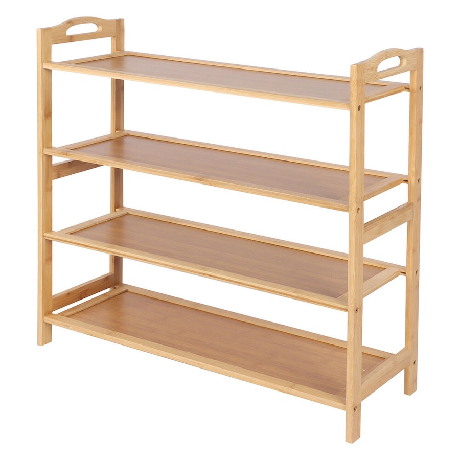 Casa Decor 4 Tier Bamboo Compact Shoe Storage Organiser Stool 69x69cm Oak