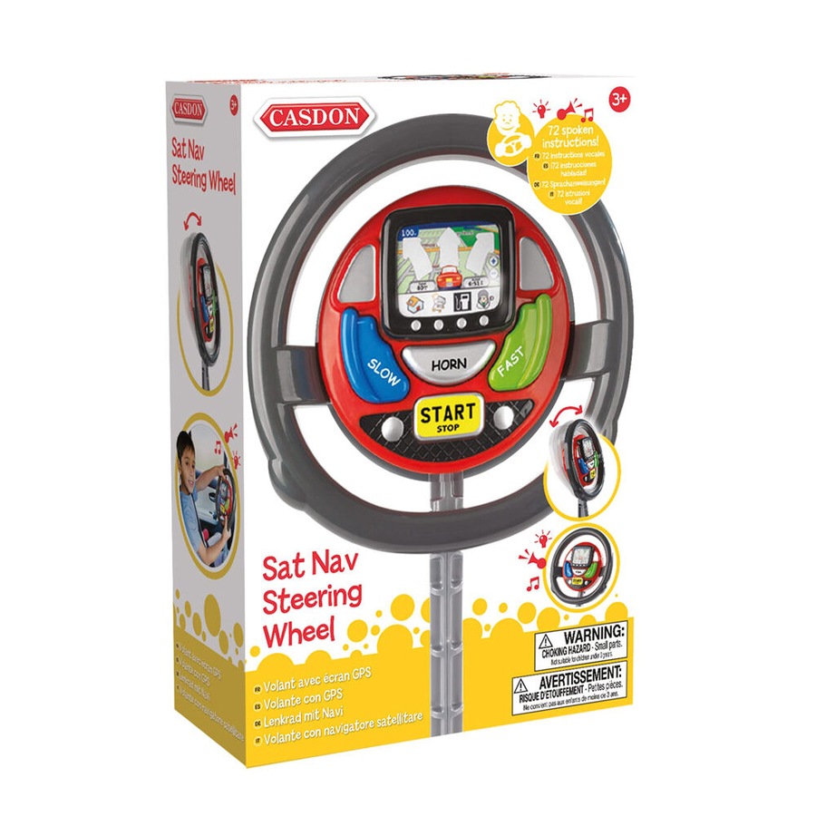 Casdon Sat Nav Steering Wheel Role-play Interactive Driving Toy Kids 3y+ Black
