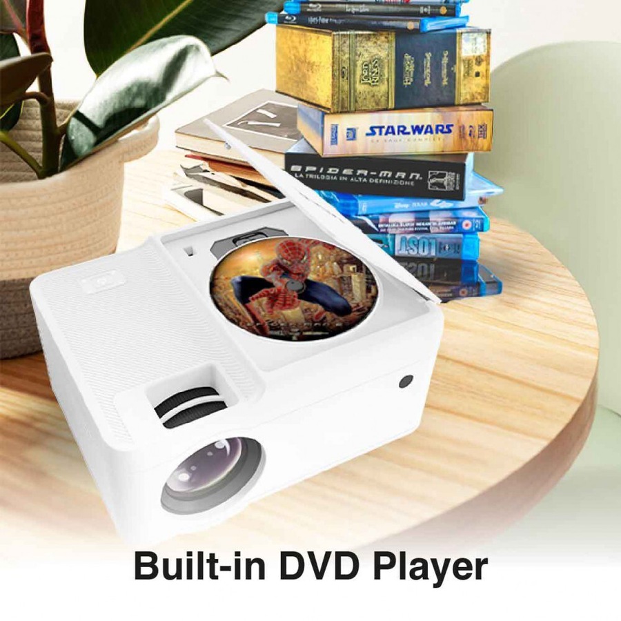 Chargecore Laser 1080P LED Projector w/ DVD Player & WiFi Casting HDMI/USB White