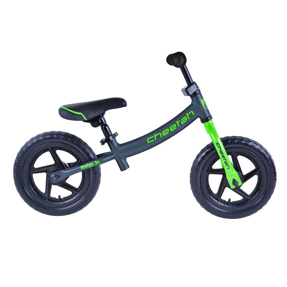 Cheetah Amigo Boys Jr 12 Inch Balance Bike/Bicycle Charcoal/Neon Green Kids 2-4y