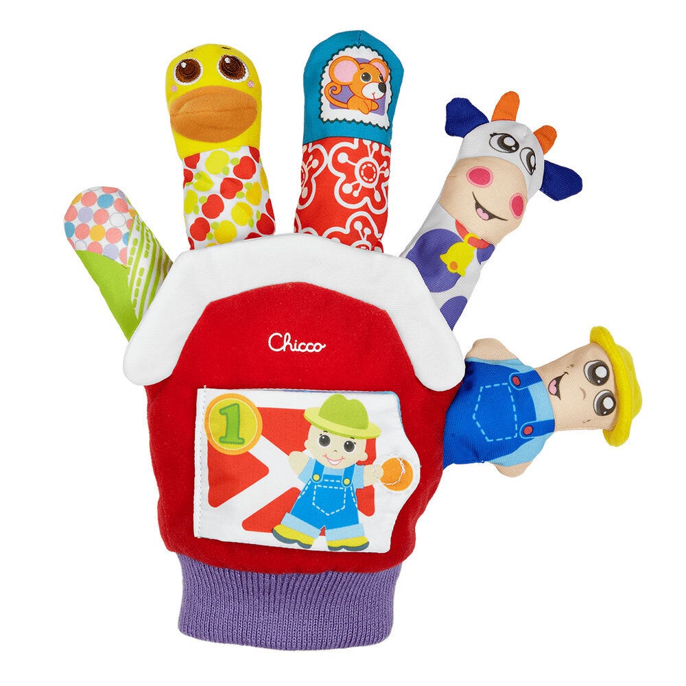 Chicco Baby Farmyard Animal Finger Puppet Glove w/ Rattle/Games/Storytelling 3m+