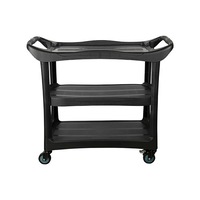 Cleanlink 112x94cm Utility Trolley Janitorial School/Office Cleaning Cart Black