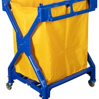 Cleanlink 95x71cm Scissor Trolley Bin w/ Collection Bag For Hospital/Hotels Blue