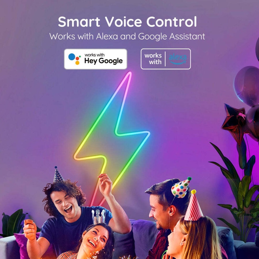 Govee Neon Flex RGBIC Smart LED Rope Light Strip Voice Control 3M