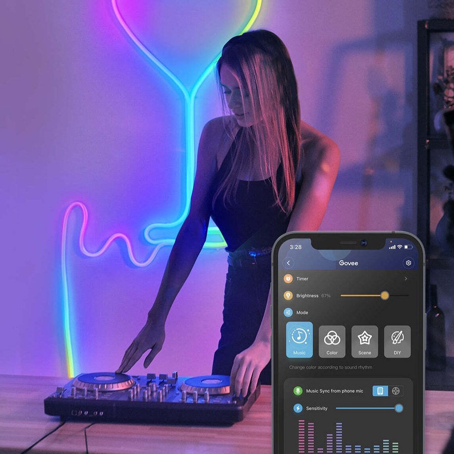 Govee Neon Flex RGBIC Smart LED Rope Light Strip Voice Control 3M