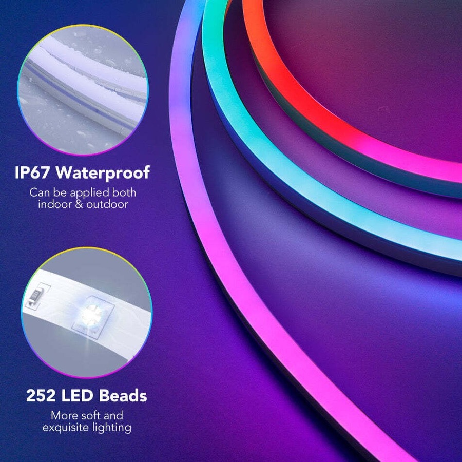 Govee Neon Flex RGBIC Smart LED Rope Light Strip Voice Control 3M