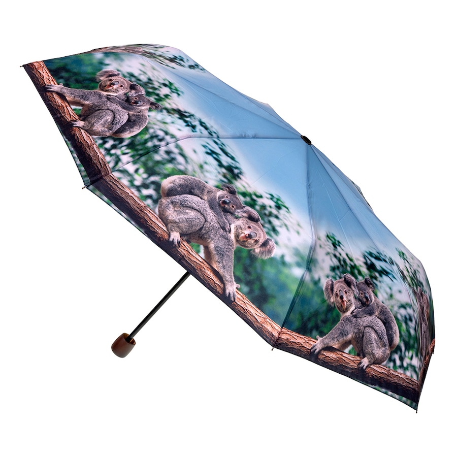 Clifton UPF50+ Koala Print Deluxe Mini Maxi w/ Dark Wood Handle Umbrella