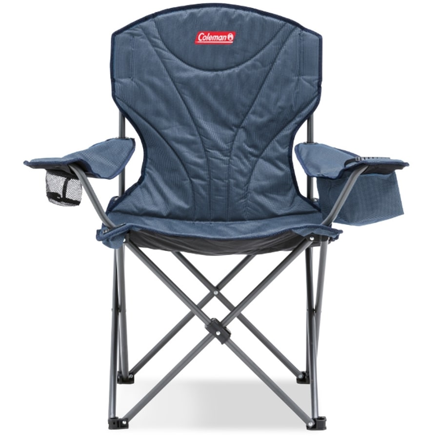 Coleman Chair Quad King Size Cooler Arm Blue Wide Camping Outdoor Accessories