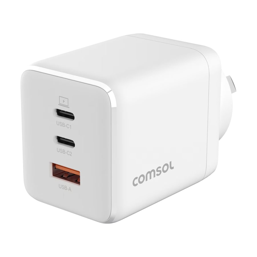 Comsol 3 Port USB-A/USB-C GaN Fast Universal Compatible Wall Charger 100W