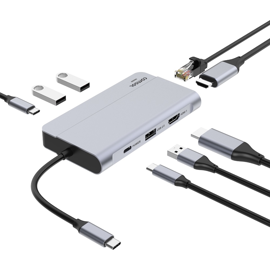 Computer With 9 Port Computer Buy Comsol USB-C Dual HDMI Monitor Computer 9 Port Docking Station Grey ...