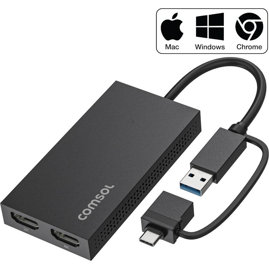 Buy Comsol USB-C to Dual HDMI Universal Monitor Computer Adaptor Black ...