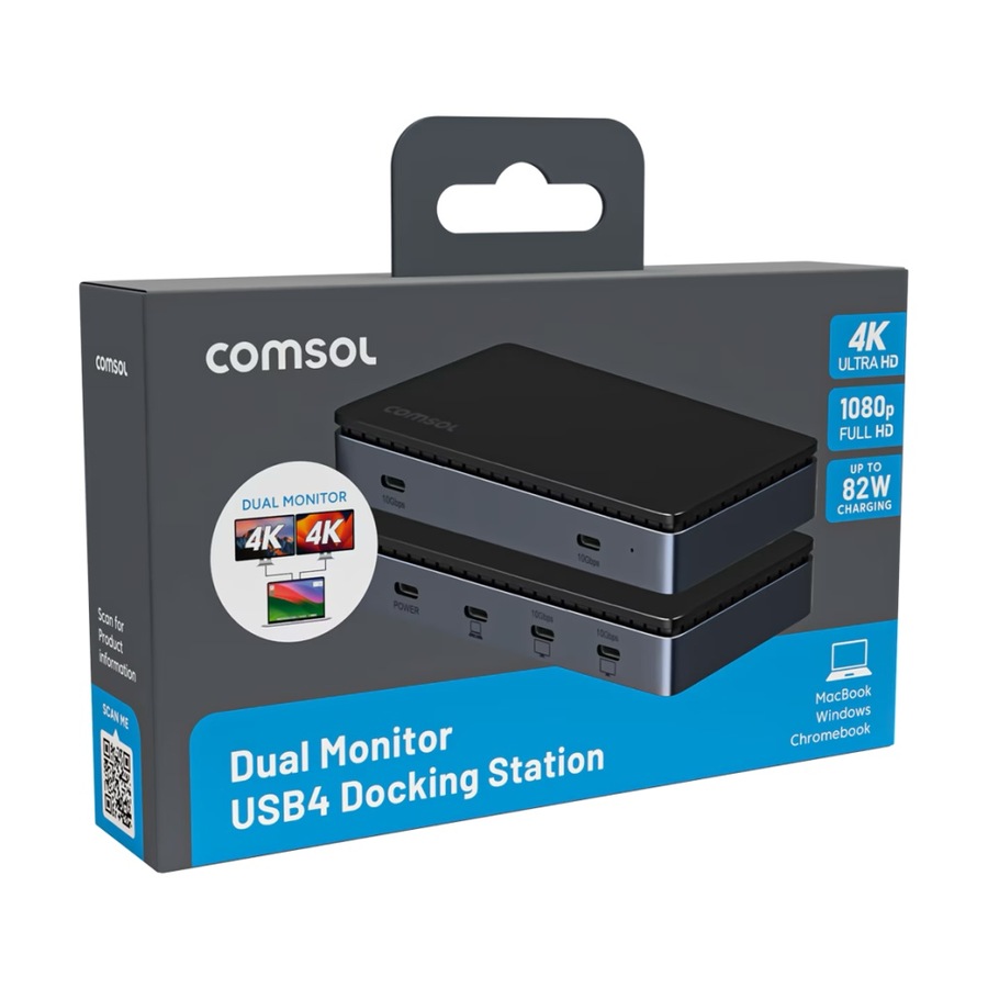 Comsol USB4 Dual Monitor Multiple USB-C Ports Docking Station 4K/8K Support