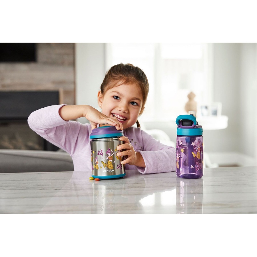 Contigo Kids Autospout 414ml Water Bottle w/ Straw Drink Container Mermaids