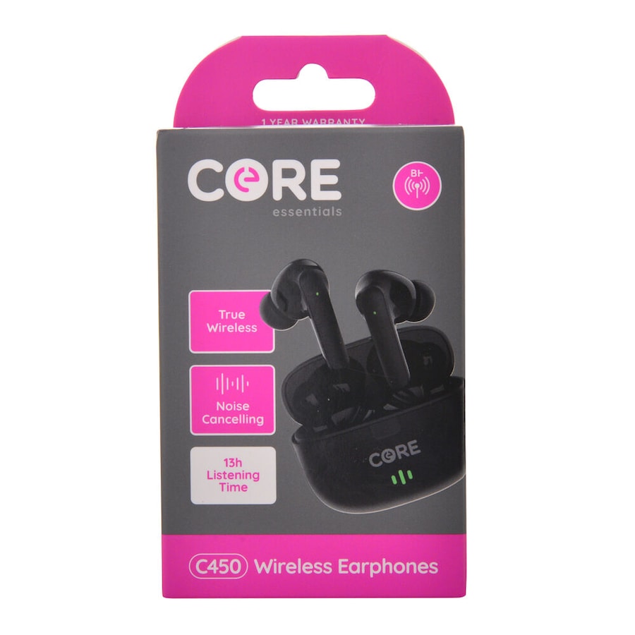Core Essentials C450 In-Ear Wireless Earphones/Earbuds Noise Cancelling Black