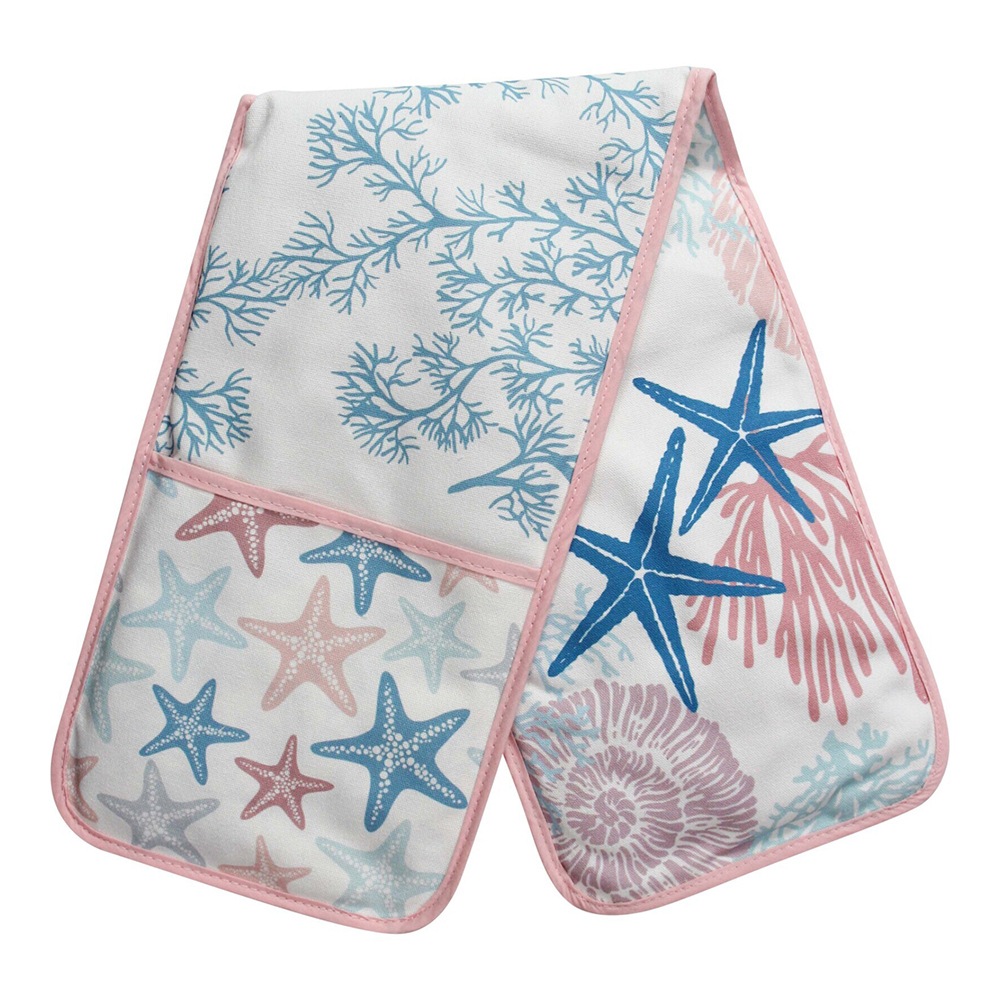 Cotton 80cm Double Glove Oven Mitt Home Kitchen Cooking/Baking Potholder Reef