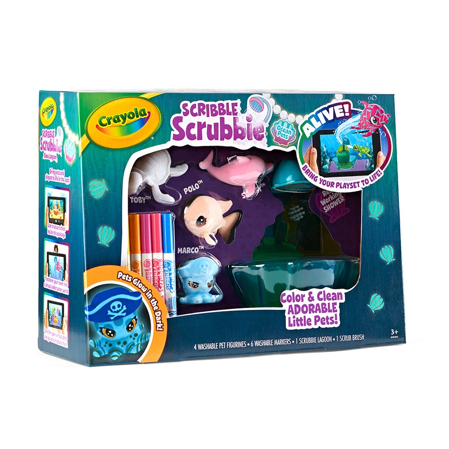 Crayola Scribble Scrubbie Glow Lagoon Kids/Childrens Art Pet/Marker Set 3y+
