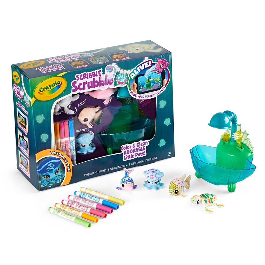 Crayola Scribble Scrubbie Glow Lagoon Kids/Childrens Art Pet/Marker Set 3y+