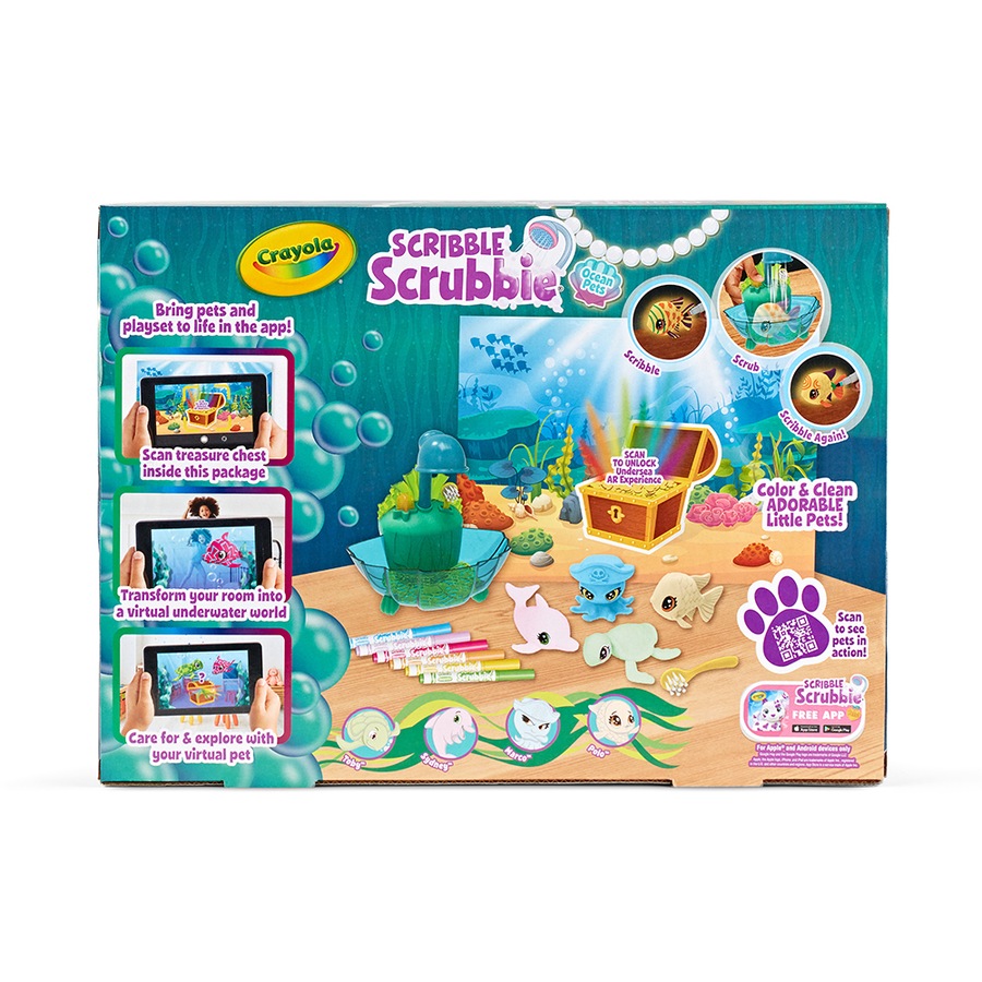 Crayola Scribble Scrubbie Glow Lagoon Kids/Childrens Art Pet/Marker Set 3y+