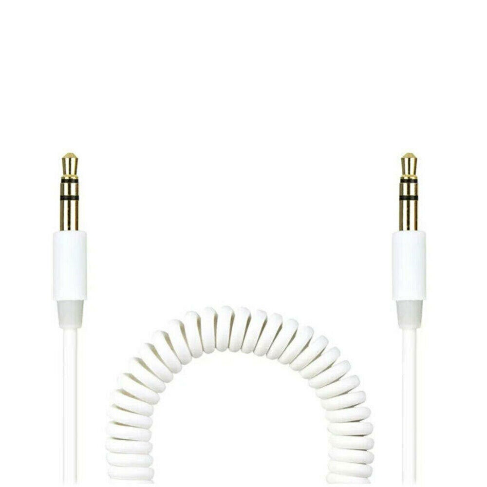 Crest 1.5m Coiled 3.5mm to 3.5mm AUX Male Audio Cable for Speakers/Car White