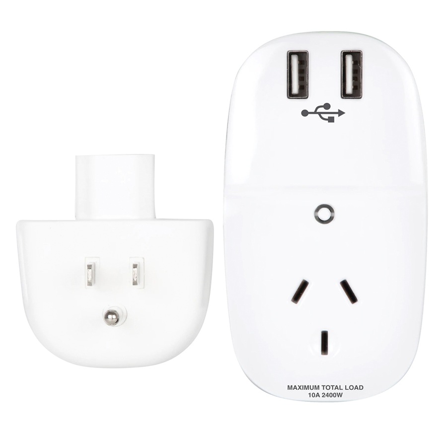 Buy Crest Travel AU/NZ To USA Adapter 3 Pin Wall Power Plug w/2 USB ...
