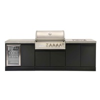 Crossray 272cm 4-Burner Gas BBQ/Barbecue Outdoor Kitchen Cabinet w/ Fridge/Sink