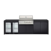 Crossray Stainless Steel Gas BBQ 4B Outdoor Kitchen w/Double Fridge V21 Black