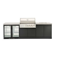 Crossray Stainless Steel Gas BBQ 4B-S Outdoor Kitchen w/ Dbl Fridge/Sink V10