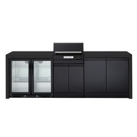 Crossray TCE22HT Extreme Electric BBQ Outdoor Kitchen w/ Dbl Fridge V11 Black