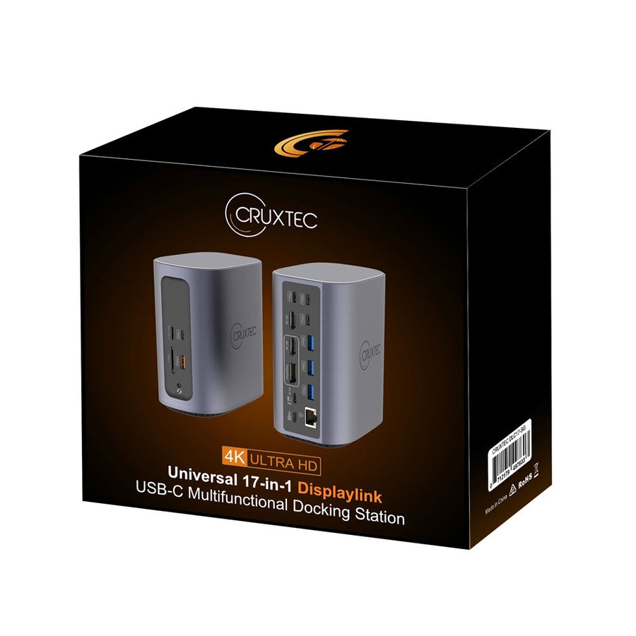 Cruxtec Universal 17-in-1 Displaylink USB-C DisplayLink Docking Station