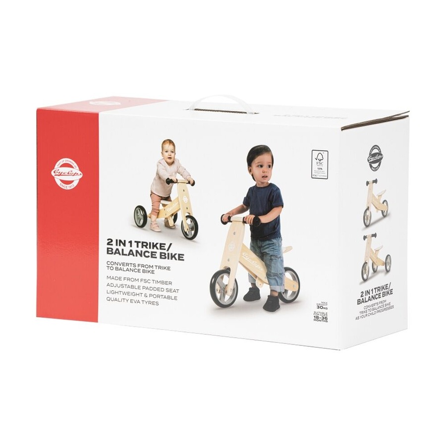 Cyclops 2-in-1 Wooden Trike & Balance Bike Kids Ride on Toy 18-36 Months