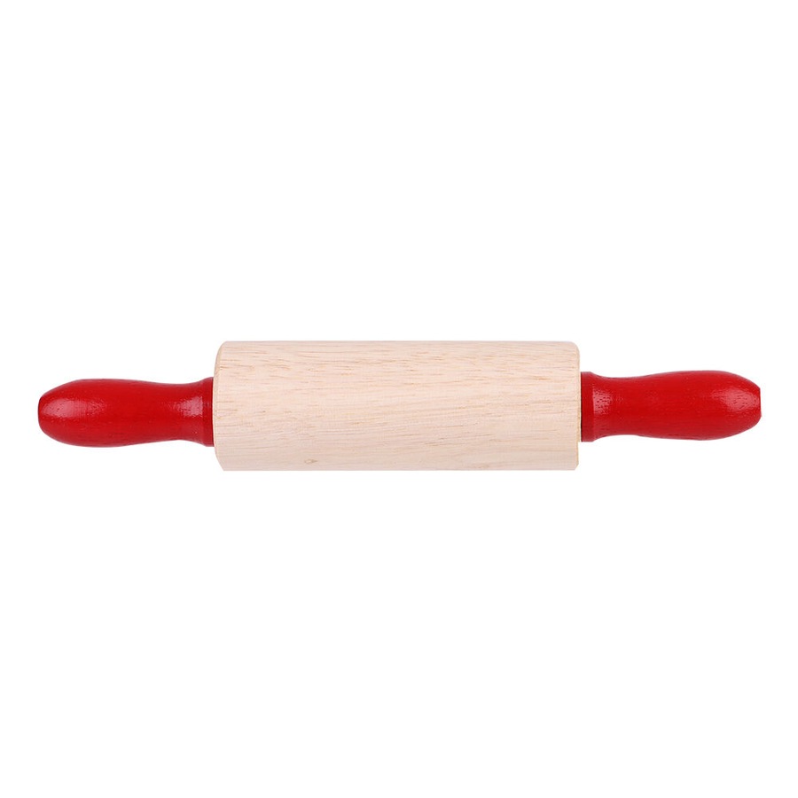 Daily Bake Small Wood Rolling Pin Pastry Dough Roller 20x3.7cm Natural/Red