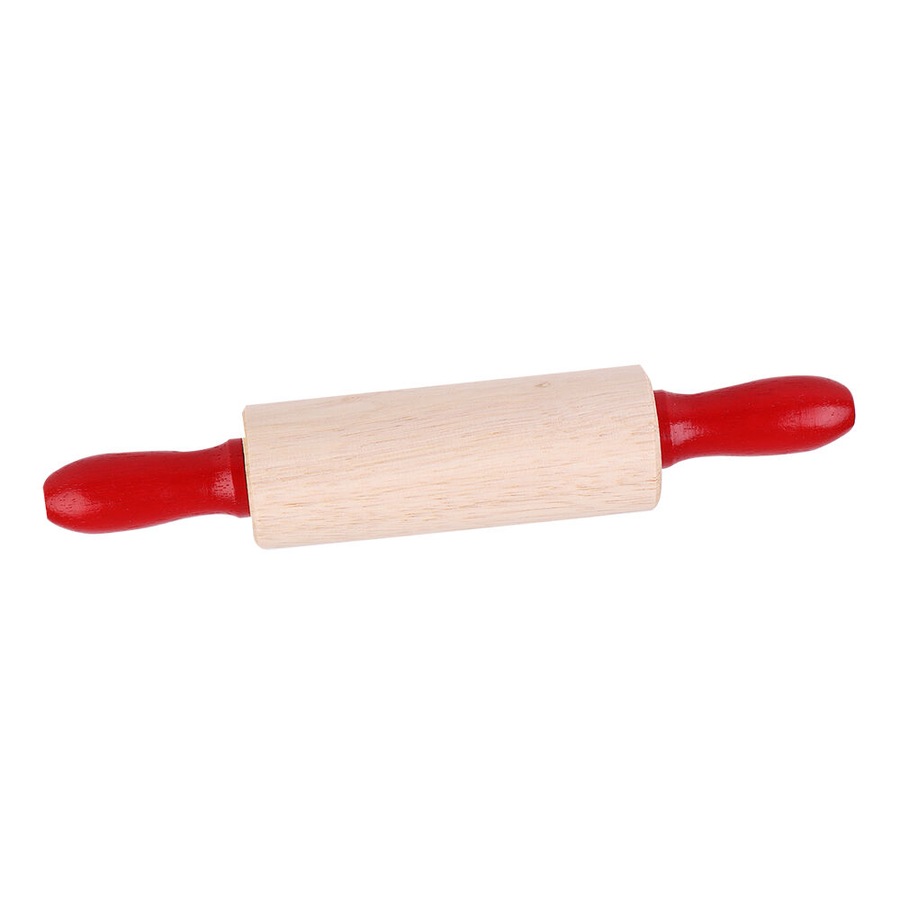 Daily Bake Small Wood Rolling Pin Pastry Dough Roller 20x3.7cm Natural/Red