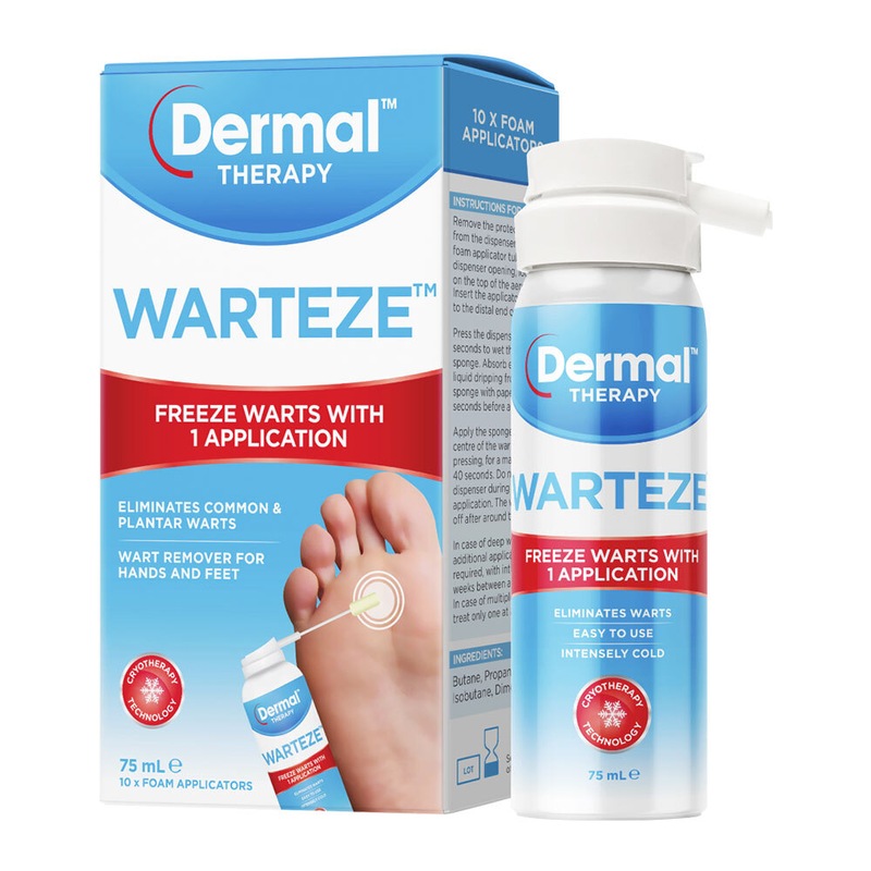 Dermal Therapy 75ml Warteze Plantar Warts Removal Spray w/ 10x Foam