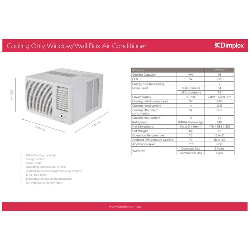 Buy Dimplex 1.6kW Window Wall Box Cooling AC Air Conditioner Cooler w
