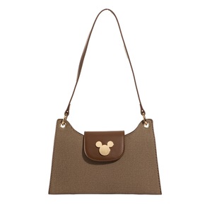 Disney Mickey Canvas Shoulder Handbag 25.5x17cm Small Tote Bag Light Brown